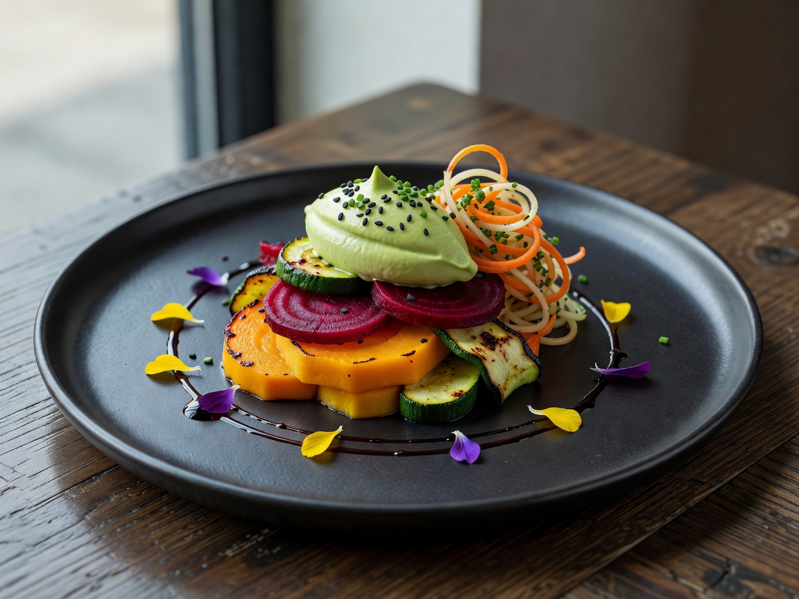 Beautifully plated gourmet plant-based dish