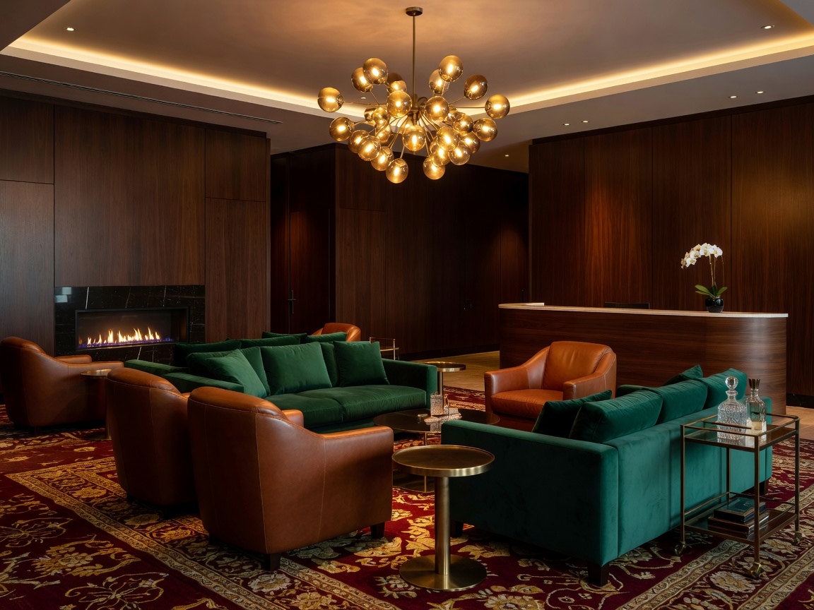 Luxurious boutique hotel interior design with warm lighting